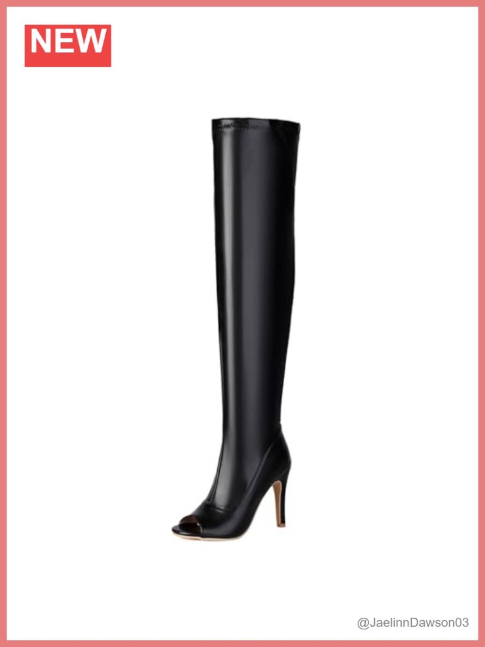 Women's Faux Leather Over the Knee Stiletto Boots Peep Toe Side Zip Thigh High
